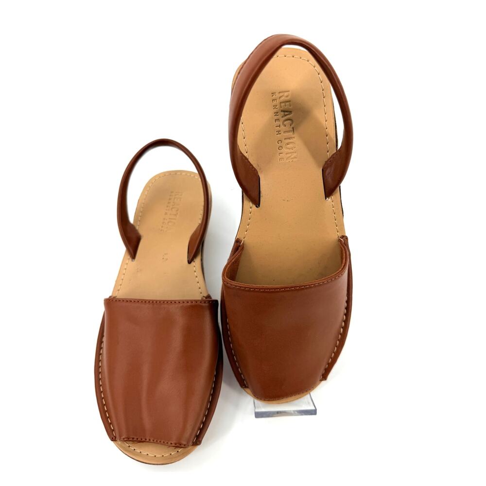 Kenneth Cole REACTION Women's Fine Glass  Brown Pep Toe Sling Back Sandal SZ 6